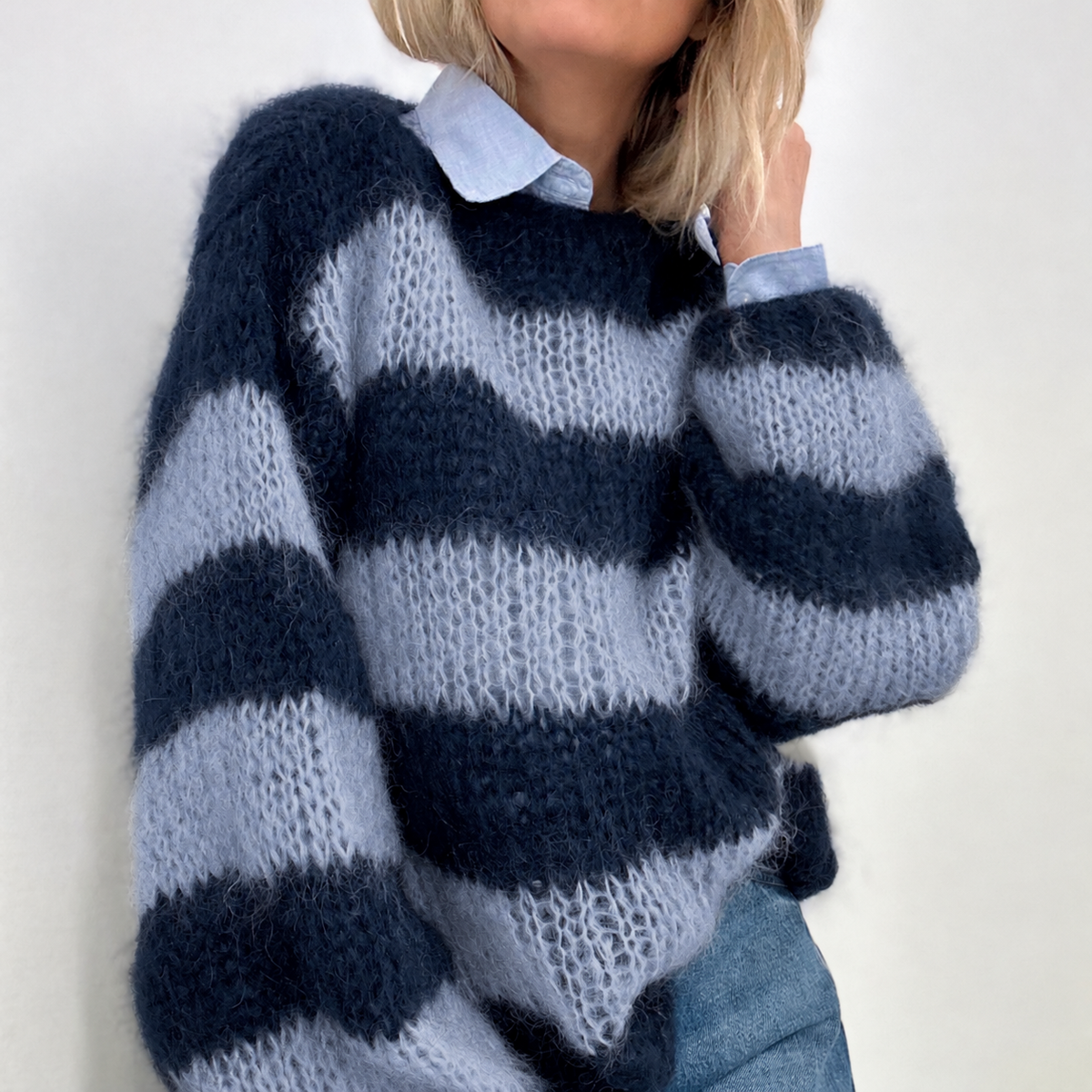 Synne genseren mohair med lange ermer - 22 fargesammenstninger
