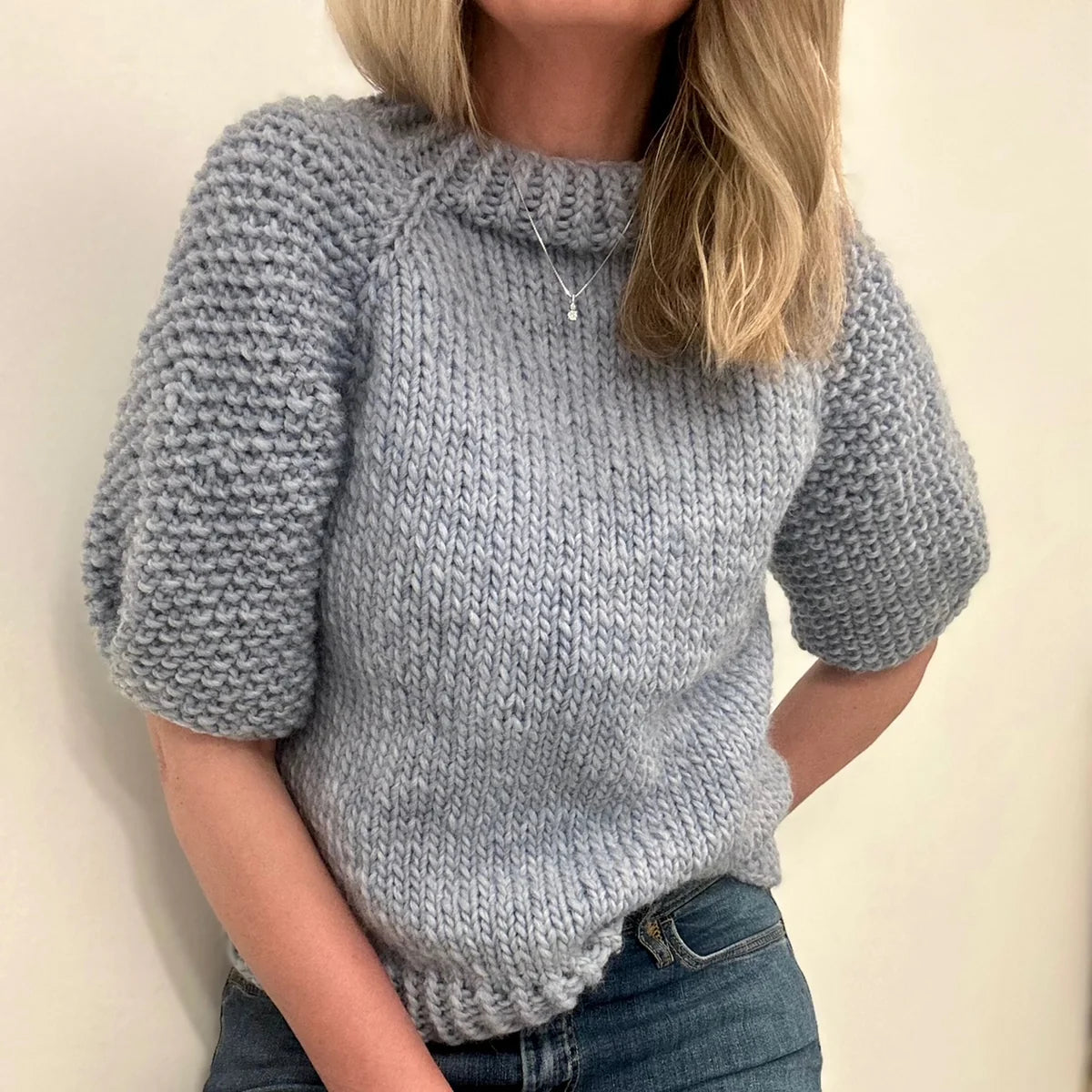 HANDKNITTED Deanne sweater with seed stitches